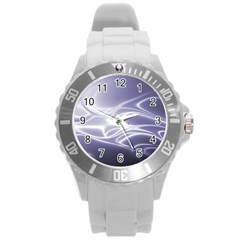 Violet Glowing Swirls Round Plastic Sport Watch (l)