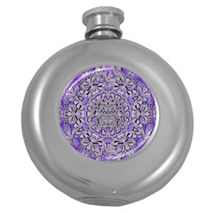 Floral Wreaths In The Beautiful Nature Mandala Round Hip Flask (5 Oz) by pepitasart
