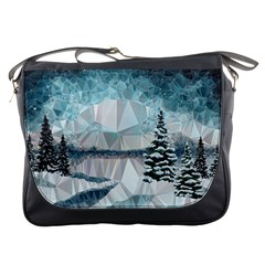 Winter Landscape Low Poly Polygons Messenger Bag by HermanTelo