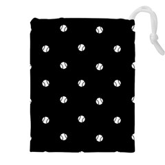 Black And White Baseball Motif Pattern Drawstring Pouch (4xl) by dflcprintsclothing
