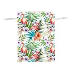 Tropical flamingos Lightweight Drawstring Pouch (S) Back