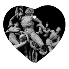 Laocoon Sculpture Over Black Ornament (heart) by dflcprintsclothing