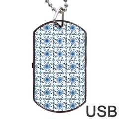 Azulejo Style Blue Tiles Dog Tag Usb Flash (one Side)