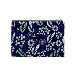 Floral blue pattern Cosmetic Bag (Medium) Back