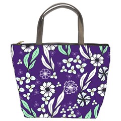 Floral Blue Pattern  Bucket Bag by MintanArt