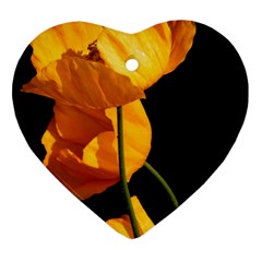 Yellow Poppies Heart Ornament (two Sides) by Audy