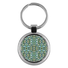 Stones Ornament Mosaic Print Pattern Key Chain (round) by dflcprintsclothing