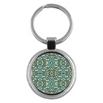 Stones Ornament Mosaic Print Pattern Key Chain (Round) Front