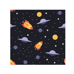 Cosmos Rockets Spaceships Ufos Small Satin Scarf (square)