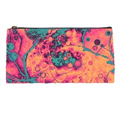Orange And Turquoise Alcohol Ink  Pencil Case by Dazzleway