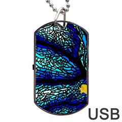 Sea-fans-diving-coral-stained-glass Dog Tag Usb Flash (one Side)