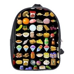 Glitch Glitchen Food Pattern Two School Bag (xl) by WetdryvacsLair
