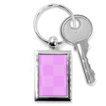 Pink Gingham Check Squares Key Chain (Rectangle) Front