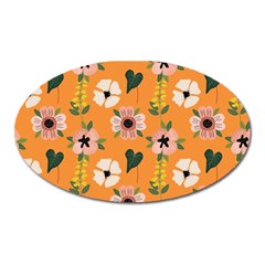 Flower Orange Pattern Floral Oval Magnet by Dutashop