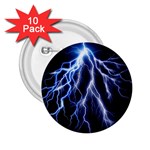 Blue Lightning at night, modern graphic art  2.25  Buttons (10 pack)  Front