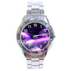 Illustration Scene Blue Stainless Steel Analogue Watch by Dutashop