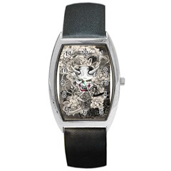 Samurai Oni Mask Barrel Style Metal Watch