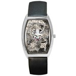 Samurai Oni Mask Barrel Style Metal Watch Front