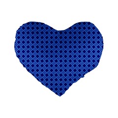 Basket Weave Basket Pattern Blue Standard 16  Premium Heart Shape Cushions