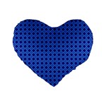 Basket Weave Basket Pattern Blue Standard 16  Premium Heart Shape Cushions Front