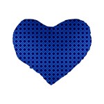 Basket Weave Basket Pattern Blue Standard 16  Premium Heart Shape Cushions Back