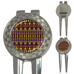 Fancy Ornate Pattern Mosaic Print 3-in-1 Golf Divots