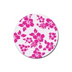 Hibiscus pattern pink Rubber Coaster (Round)  Front