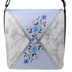 Minimal Silver Blue Marble Bouquet A Flap Closure Messenger Bag (s) by gloriasanchez