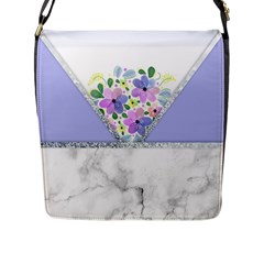 Minimal Purble Floral Marble A Flap Closure Messenger Bag (l) by gloriasanchez