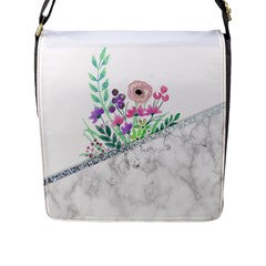 Minimal Silver Floral Marble A Flap Closure Messenger Bag (l) by gloriasanchez