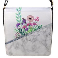 Minimal Silver Floral Marble A Flap Closure Messenger Bag (s) by gloriasanchez