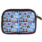 Drawing Collage Blue Digital Camera Leather Case Back