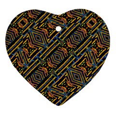 Electric Neon Lines Pattern Design Ornament (heart) by dflcprintsclothing