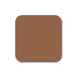 Cafe Au Lait Brown Rubber Square Coaster (4 pack)  Front