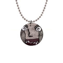 Sketchy Style Head Creepy Mask Drawing 1  Button Necklace by dflcprintsclothing