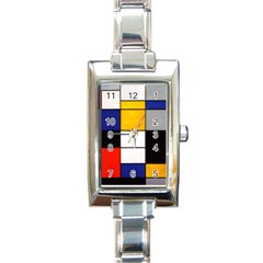 Composition A By Piet Mondrian Rectangle Italian Charm Watch by maximumstreetcouture