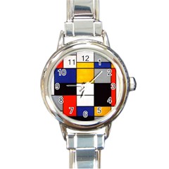 Composition A By Piet Mondrian Round Italian Charm Watch by maximumstreetcouture