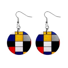 Composition A By Piet Mondrian Mini Button Earrings by maximumstreetcouture
