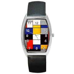Composition A By Piet Mondrian Barrel Style Metal Watch by maximumstreetcouture