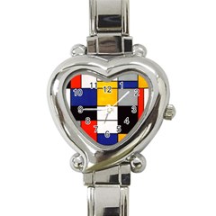 Composition A By Piet Mondrian Heart Italian Charm Watch by maximumstreetcouture