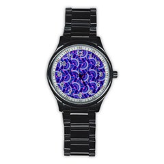 Digital Waves Stainless Steel Round Watch