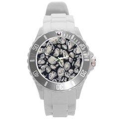 White Rocks Close Up Pattern Photo Round Plastic Sport Watch (l)