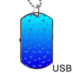 Butterflies At Blue, Two Color Tone Gradient Dog Tag Usb Flash (two Sides)
