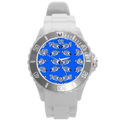 Powder Blue Tang Print Round Plastic Sport Watch (l)