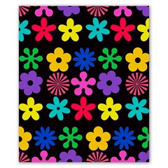 Colorful Flowers On A Black Background Pattern                                                        Poster 20  X 24 