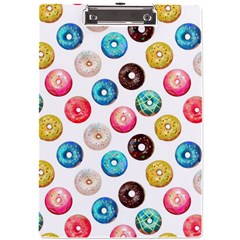 Delicious Multicolored Donuts On White Background A4 Clipboard