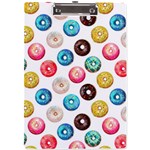 Delicious Multicolored Donuts On White Background A4 Clipboard Front