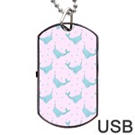 Narwales Stars  Pattern Pink Dog Tag USB Flash (One Side) Front