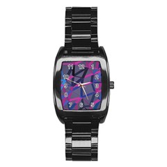 3d Lovely Geo Lines Stainless Steel Barrel Watch by Uniqued