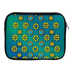 Yellow And Blue Proud Blooming Flowers Apple Ipad 2/3/4 Zipper Cases by pepitasart